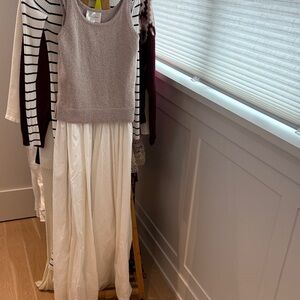 Line & Dot Cream Maxi Dress with Tan Top